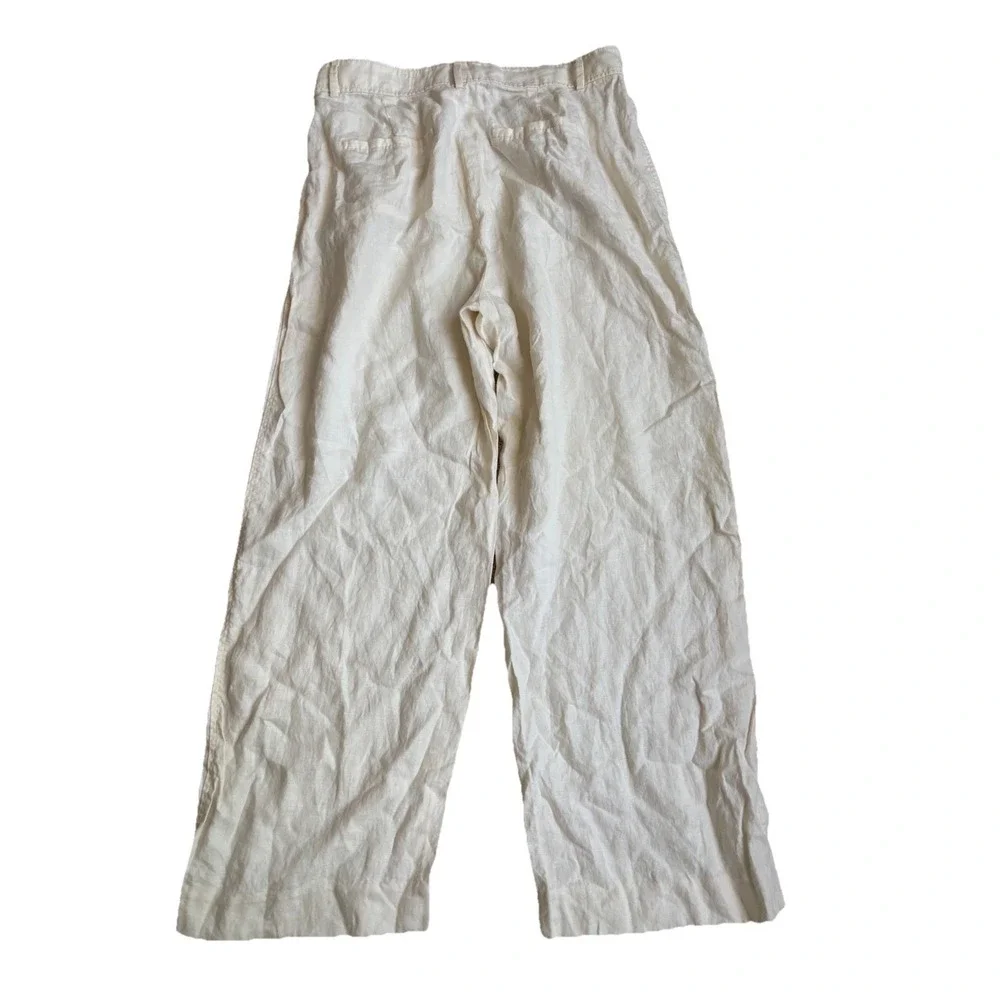 Everlane Linen Way High Drape Pant Women 14 Pleated Cream White Beige Wide Leg - Picture 5 of 10